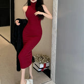 BXOXO Summer Women Sexy Slim Turtleneck Sleeveless Dresses Female Vestidos Tank Dress Woman Skinny Elastic Culb Pencil Dresses